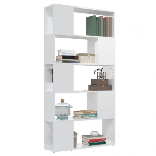 Bogreol/rumdeler 80x24x155 cm konstrueret træ hvid højglans