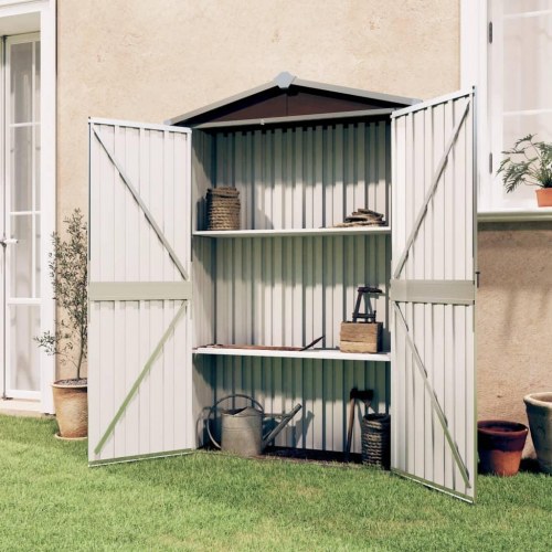 Haveskur 116×45×175 cm i galvaniseret stål - brun