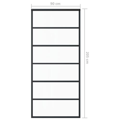 Skydedør 90x205 cm sikkerhedsglas og aluminium sort