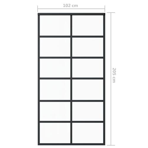 Skydedør 102x205 cm sikkerhedsglas og aluminium sort