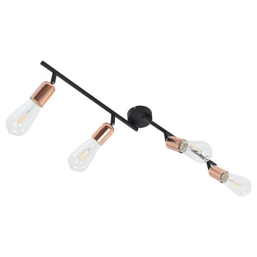 4-vejs spotlampe med glødepærer 2 W 60 cm E27 sort og kobber