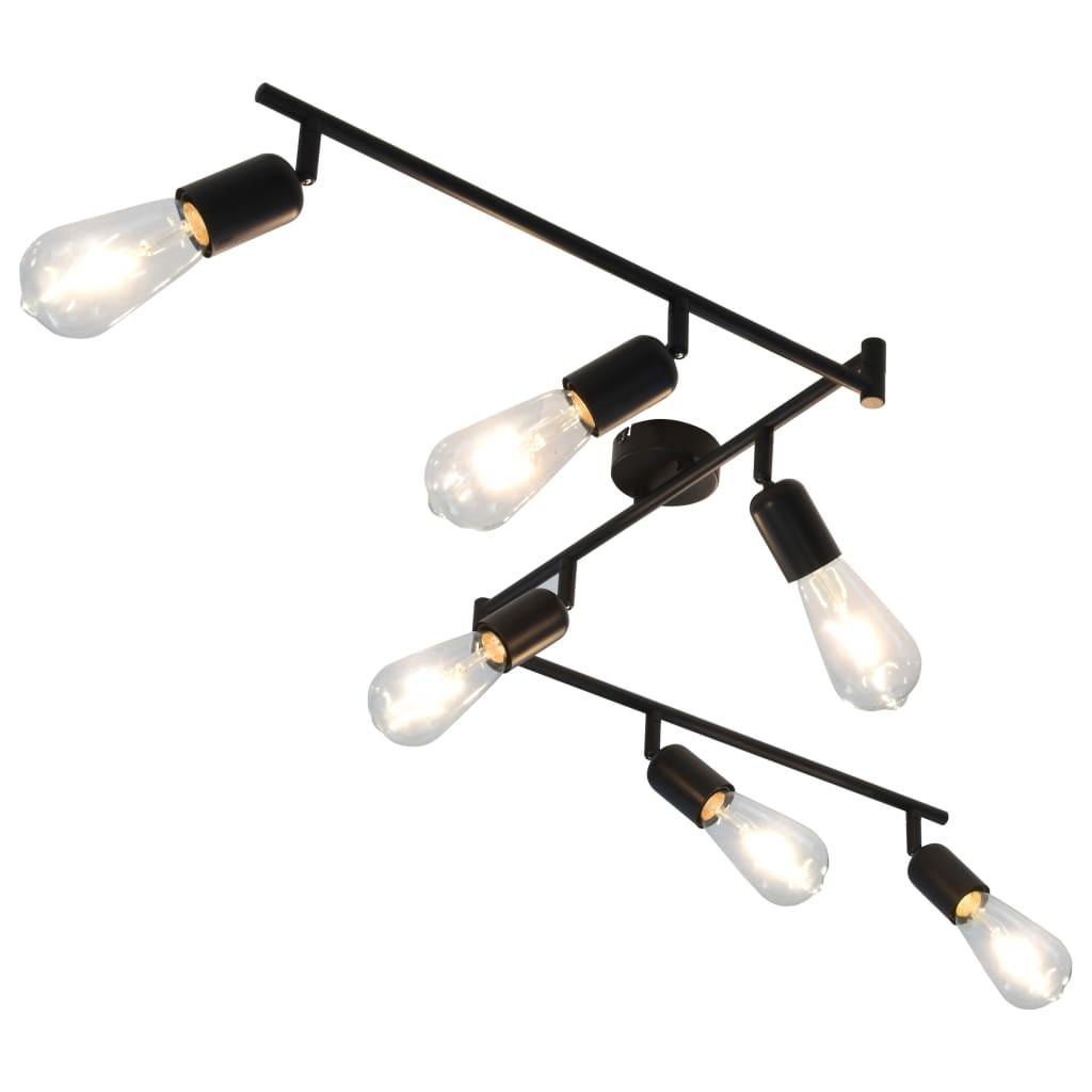 6-vejs spotlampe med glødepærer 2 W 30 cm E27 sort