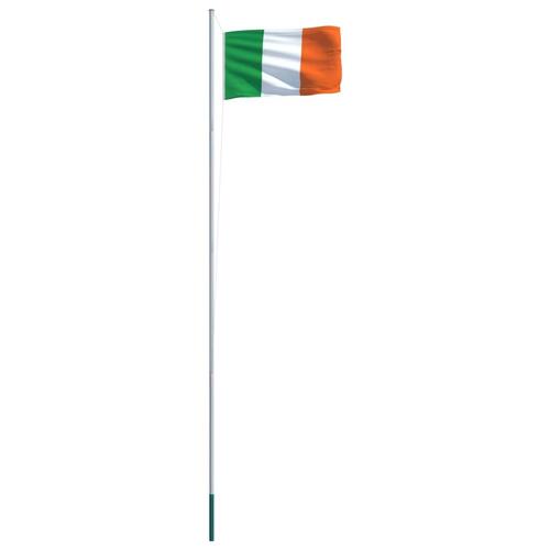 Irlands flag og flagstang 6,2 m aluminium