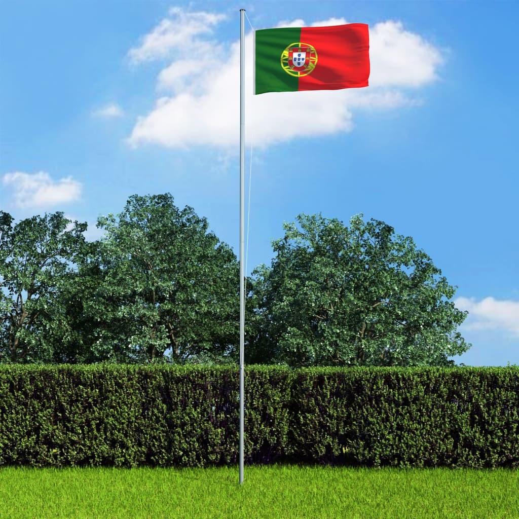 Portugal flag og flagstang 4 m aluminium