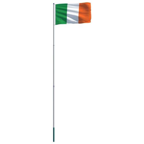 Irlands flag og flagstang 6 m aluminium
