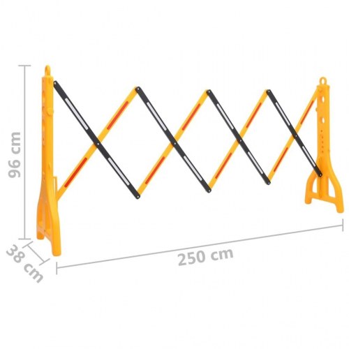 Foldbar vejafspærring 250 × 38 × 96 cm - gul/sort