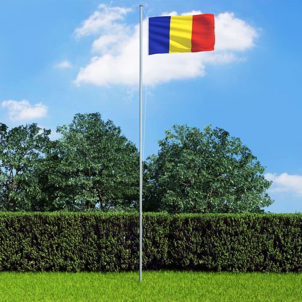 Rumænien flag og flagstang 6,2 m aluminium