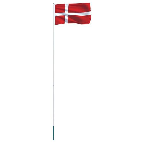 Danmark flag og flagstang 4 m aluminium
