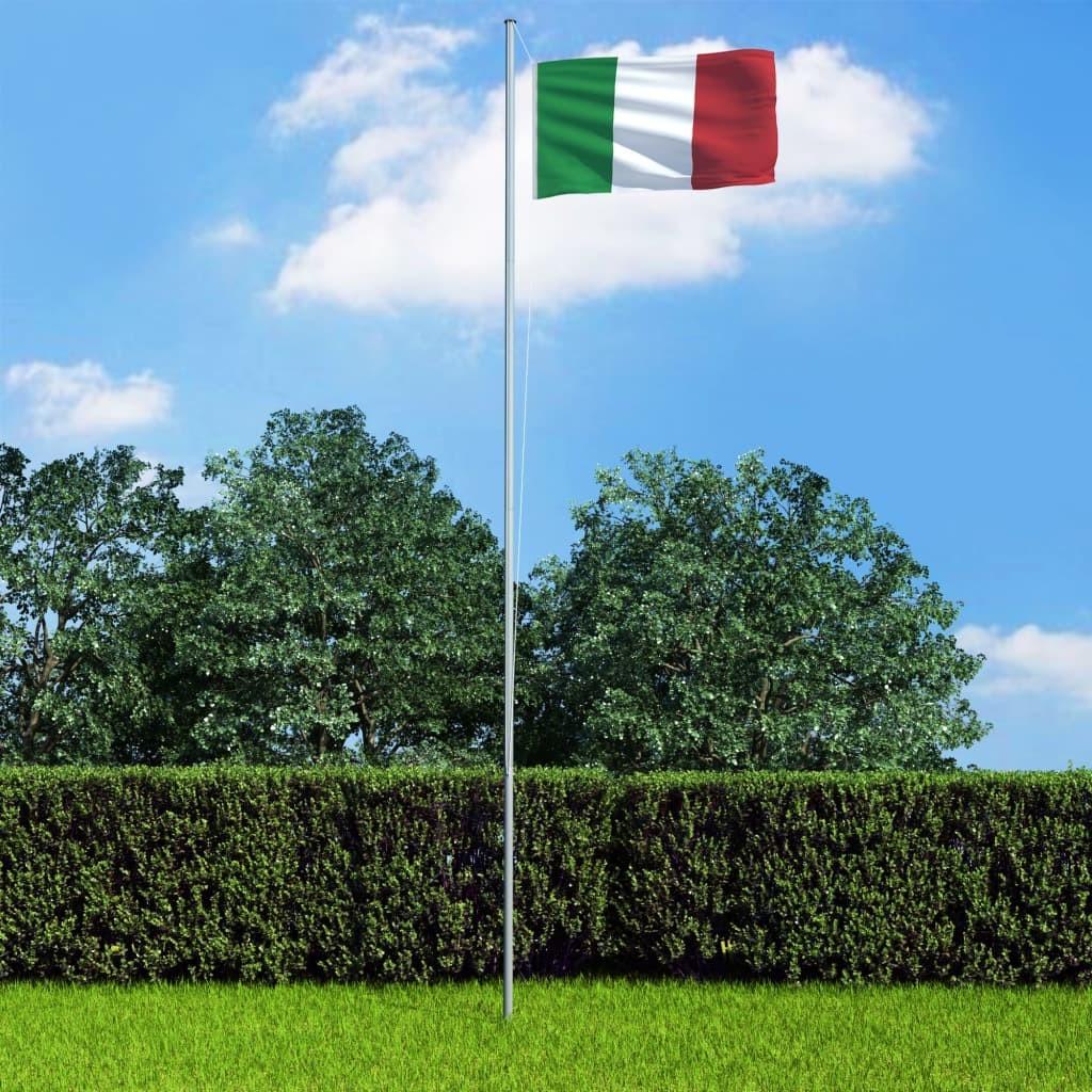Italien flag og flagstang 4 m aluminium