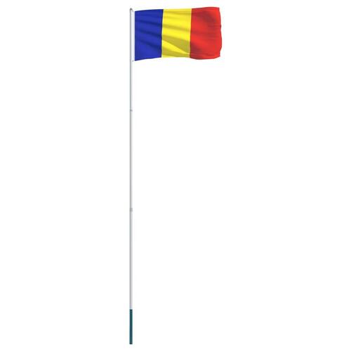 Rumænien flag og flagstang 4 m aluminium