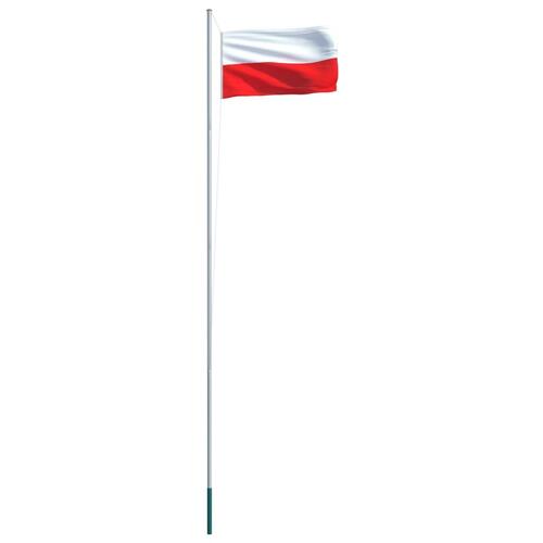 Polsk flag og flagstang 6,2 m aluminium