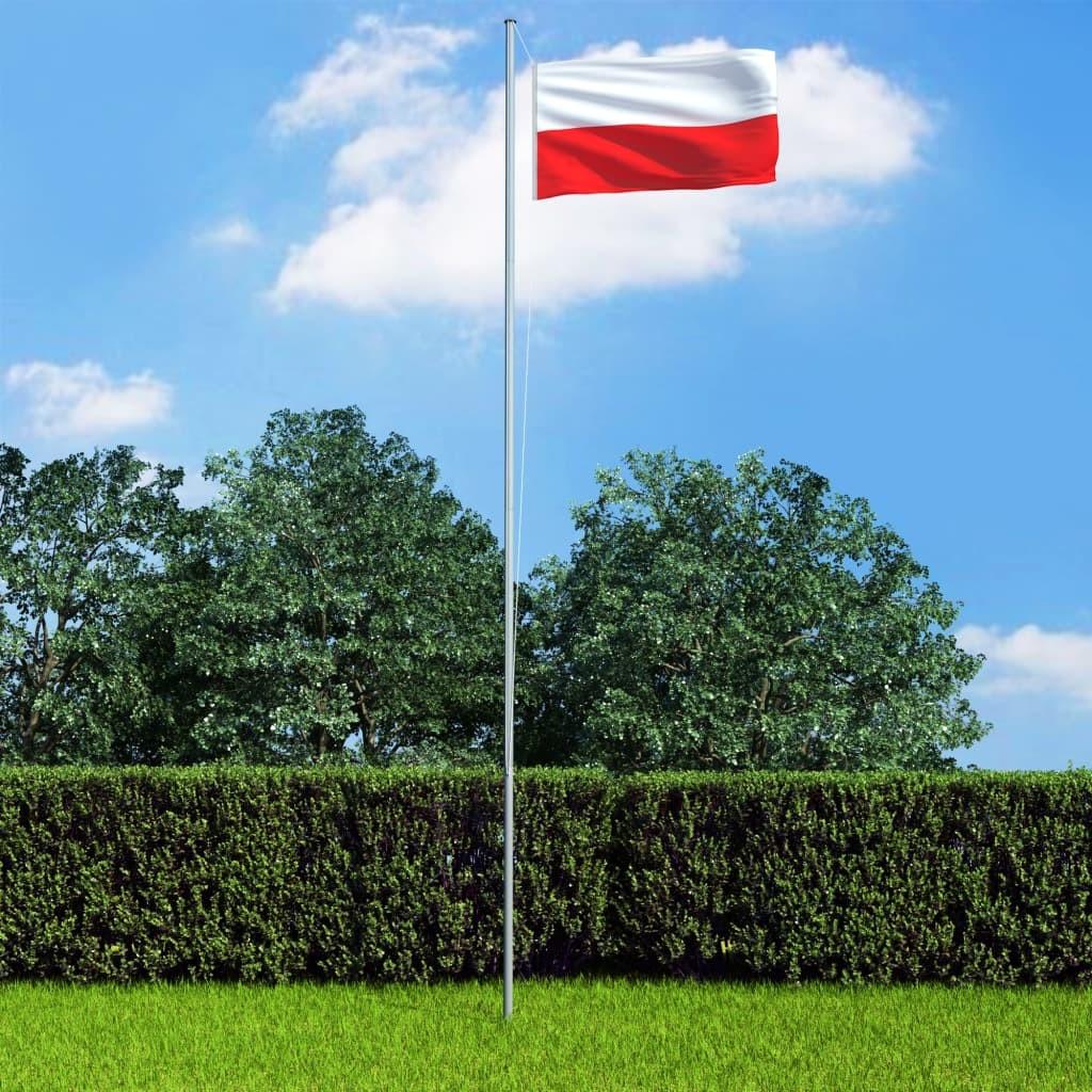 Polen flag og flagstang 4 m aluminium