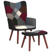 Lænestol med fodskammel stof patchwork