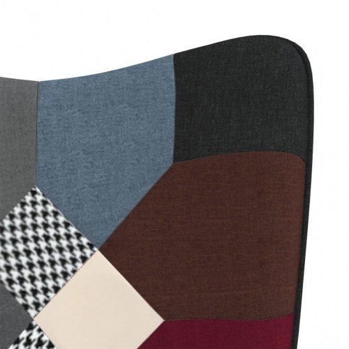 Lænestol med fodskammel i stof - patchwork, mørke nuancer
