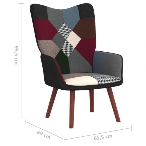 Lænestol med fodskammel i stof - patchwork, mørke nuancer
