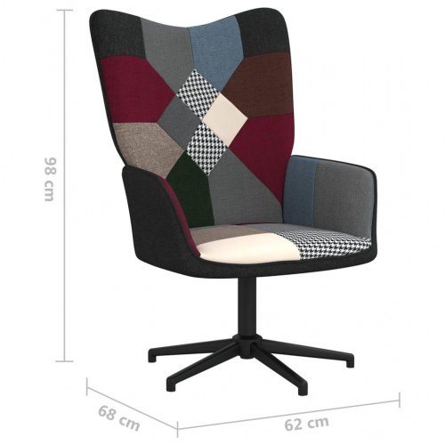 Lænestol med fodskammel i stof - patchwork, drejelig