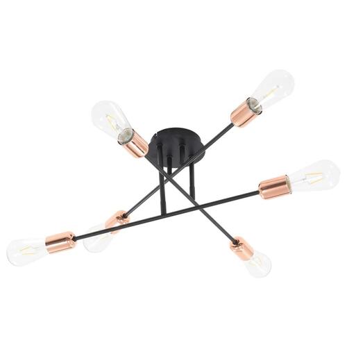 Loftlampe E27 sort og kobber