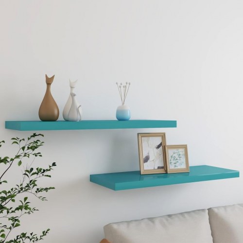 Væghylder 2 stk. 80x23,5x3,8 cm MDF blå