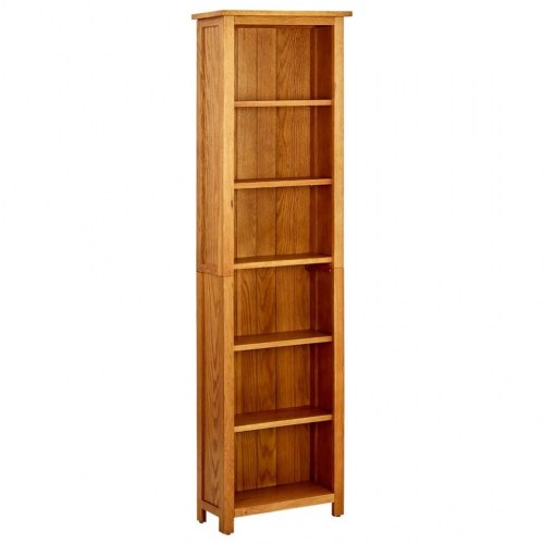 Bogreol med 6 hylder - 52×22×180 cm i massivt egetræ