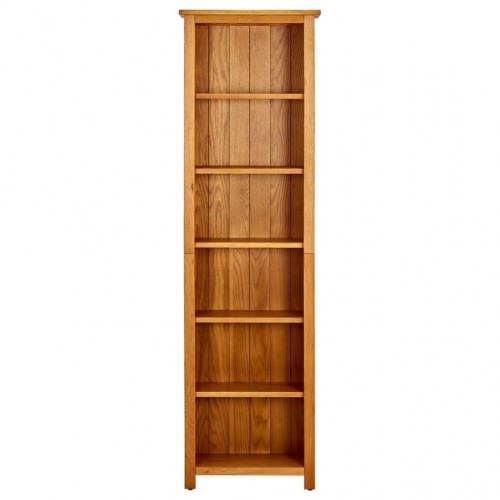 Bogreol med 6 hylder - 52×22×180 cm i massivt egetræ