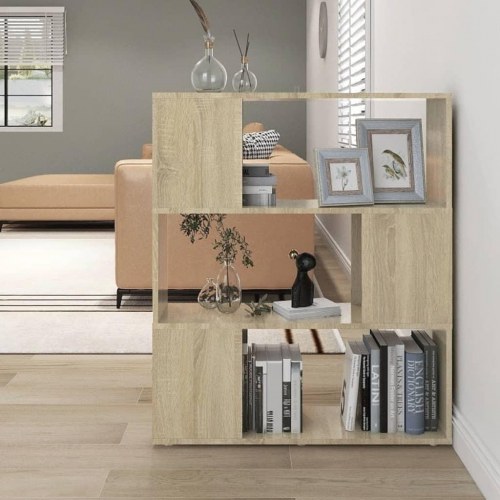 Bogreol/rumdeler 80×24×94 cm i konstrueret træ - sonoma-eg