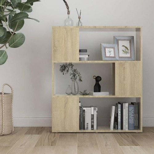Bogreol/rumdeler 80×24×94 cm i konstrueret træ - sonoma-eg