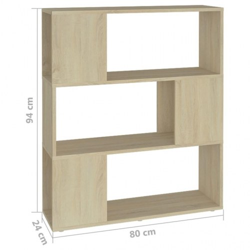 Bogreol/rumdeler 80×24×94 cm i konstrueret træ - sonoma-eg