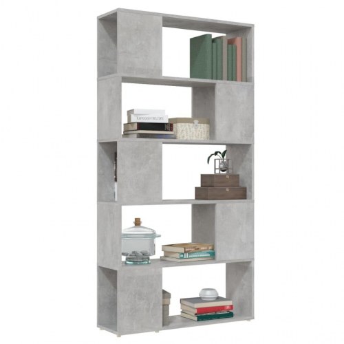 Bogreol/rumdeler i konstrueret træ - 80 × 24 × 155 cm, betongrå