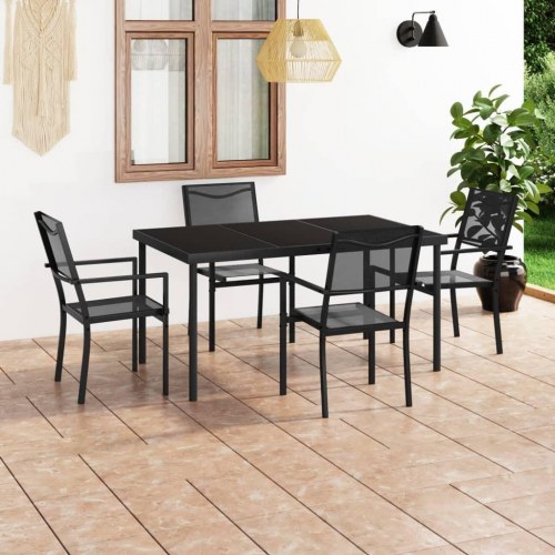 Udendørs spisebordssæt 5 dele i stål til have og terrasse