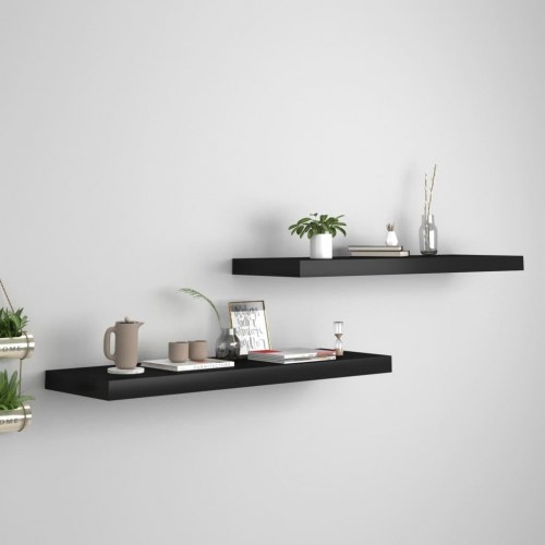 Væghylder 2 stk. 80 × 23,5 × 3,8 cm - MDF, sort