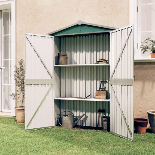 Haveskur i galvaniseret stål 116×45×175 cm - grøn