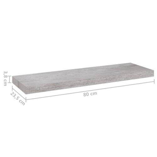 Væghylde 80x23,5x3,8 cm MDF betongrå