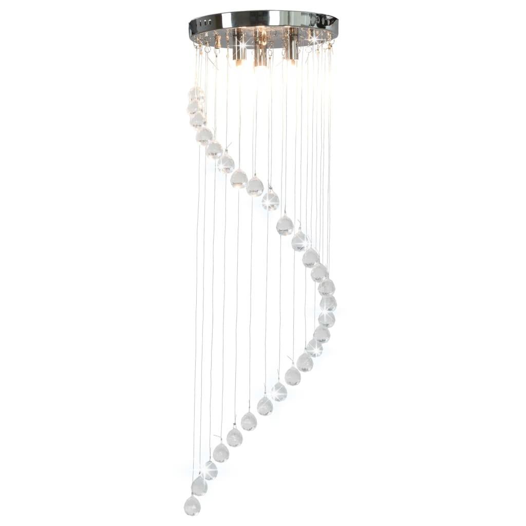 Loftlampe med krystalperler spiralform G9 sølvfarvet