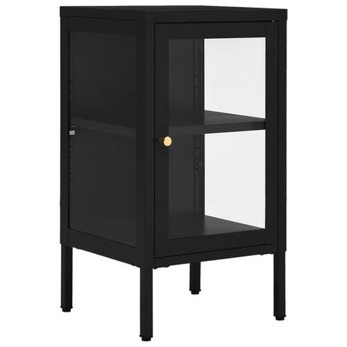 Skænk 38x35x70 cm stål og glas sort