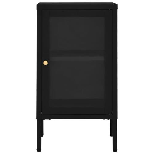 Skænk 38x35x70 cm stål og glas sort