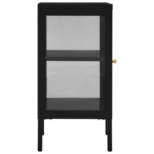 Skænk 38x35x70 cm stål og glas sort