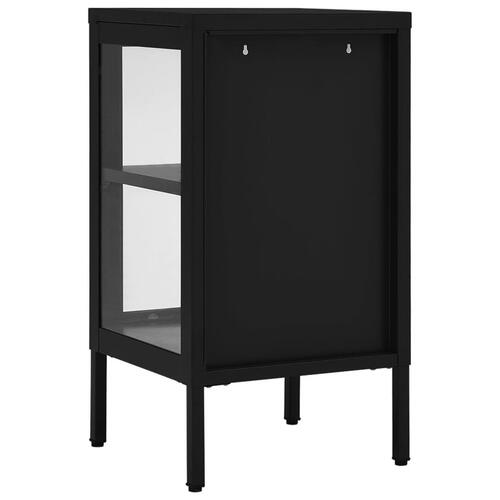 Skænk 38x35x70 cm stål og glas sort