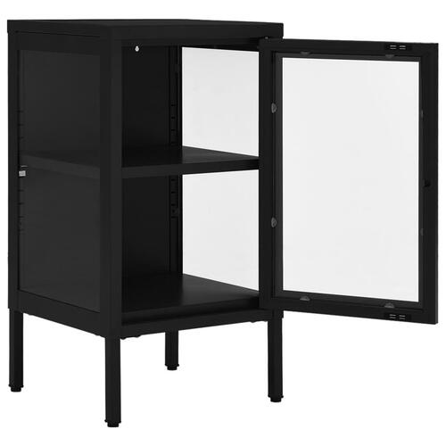 Skænk 38x35x70 cm stål og glas sort