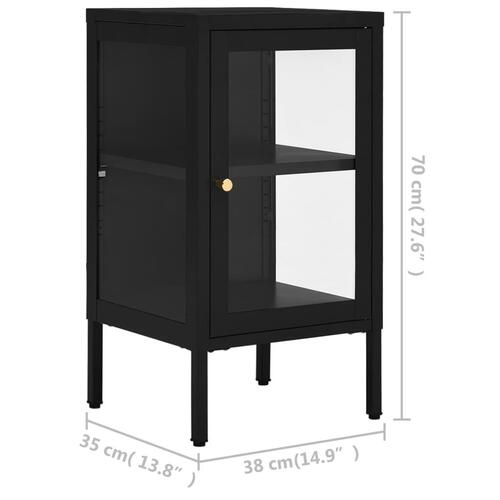 Skænk 38x35x70 cm stål og glas sort