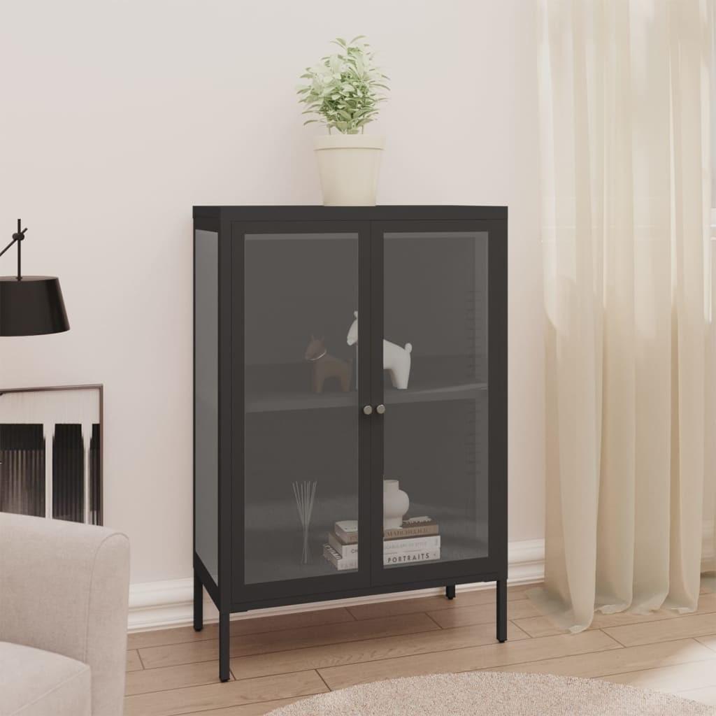 Skænk 75x35x105 cm stål og glas antracitgrå