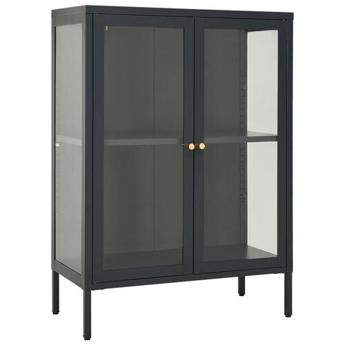 Skænk 75x35x105 cm stål og glas antracitgrå