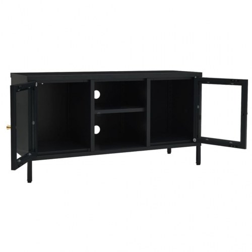 TV-skab i stål og glas - sort, 105 x 35 x 52 cm