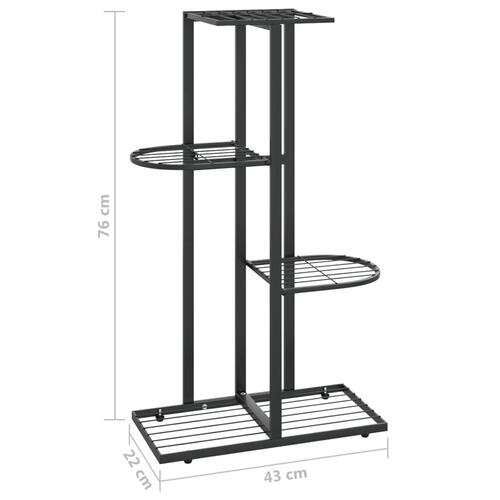 Blomsterstativ i 4 niveauer 43x22x76 cm metal sort