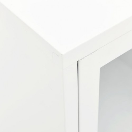 TV-bord i stål og glas - hvid, 105 x 35 x 52 cm