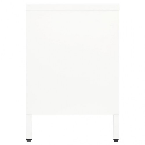 TV-bord i stål og glas - hvid, 105 x 35 x 52 cm