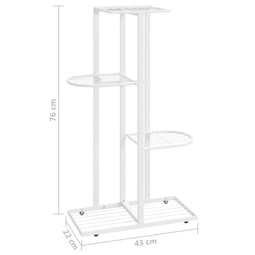 Blomsterstativ i 4 niveauer 43x22x76 cm metal hvid