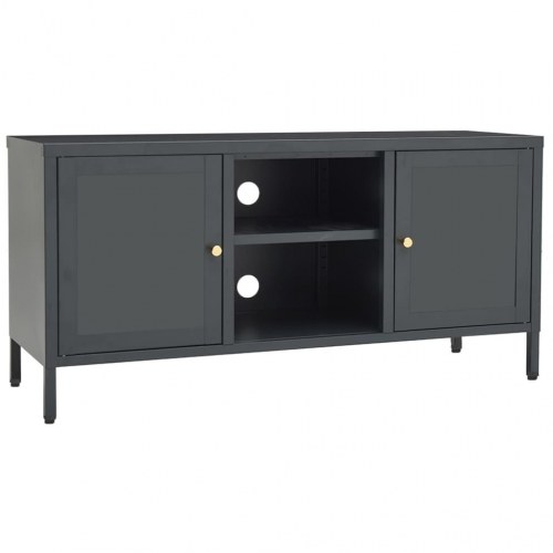 TV-skab i stål og glas 105 x 35 x 52 cm - antracitgrå