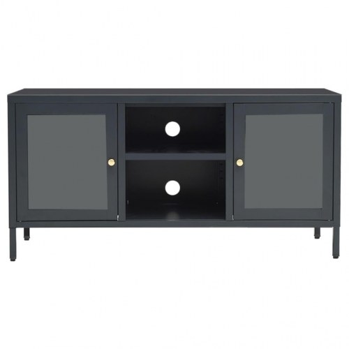 TV-skab i stål og glas 105 x 35 x 52 cm - antracitgrå