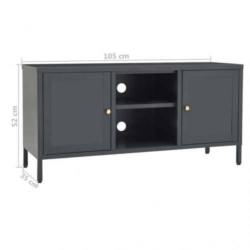 TV-skab i stål og glas 105 x 35 x 52 cm - antracitgrå