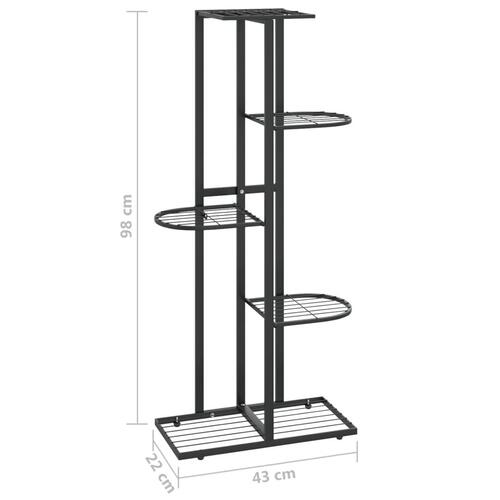 Blomsterstativ i 5 niveauer 43x22x98 cm metal sort